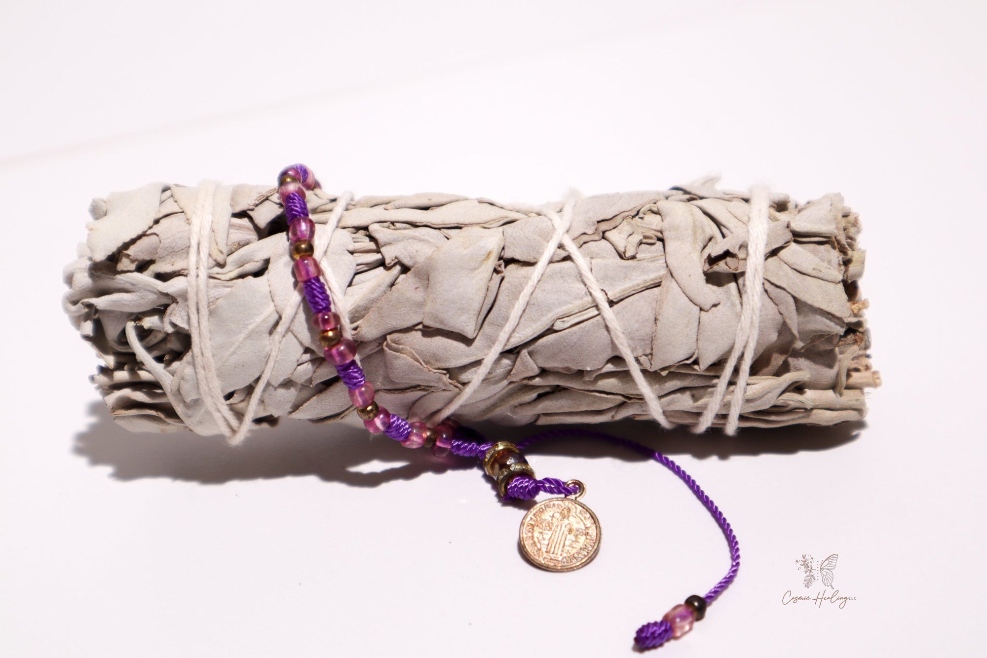 Saint Benedict Bracelet Knotted Rope- Purple - Shop Cosmic Healing