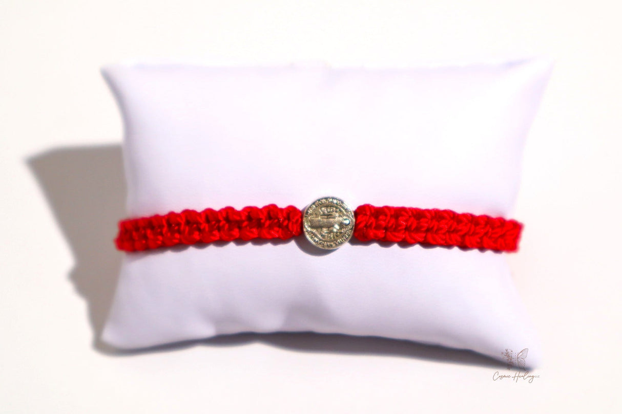 Saint Benedict Hand Woven Red Thread Protection Bracelet - Shop Cosmic Healing