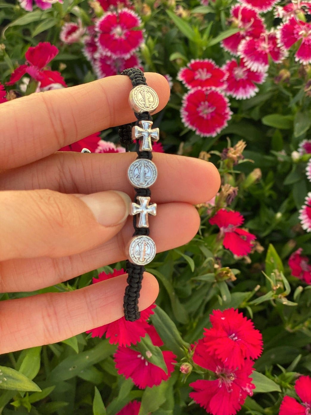 Saint Benedict Medal with Metal Cross Bracelet - Shop Cosmic Healing