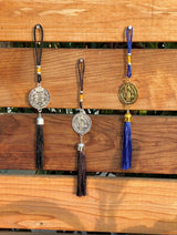 Saint Benedict Medal with Tassel For Auto Rearview Mirror or Home Protection - Shop Cosmic Healing