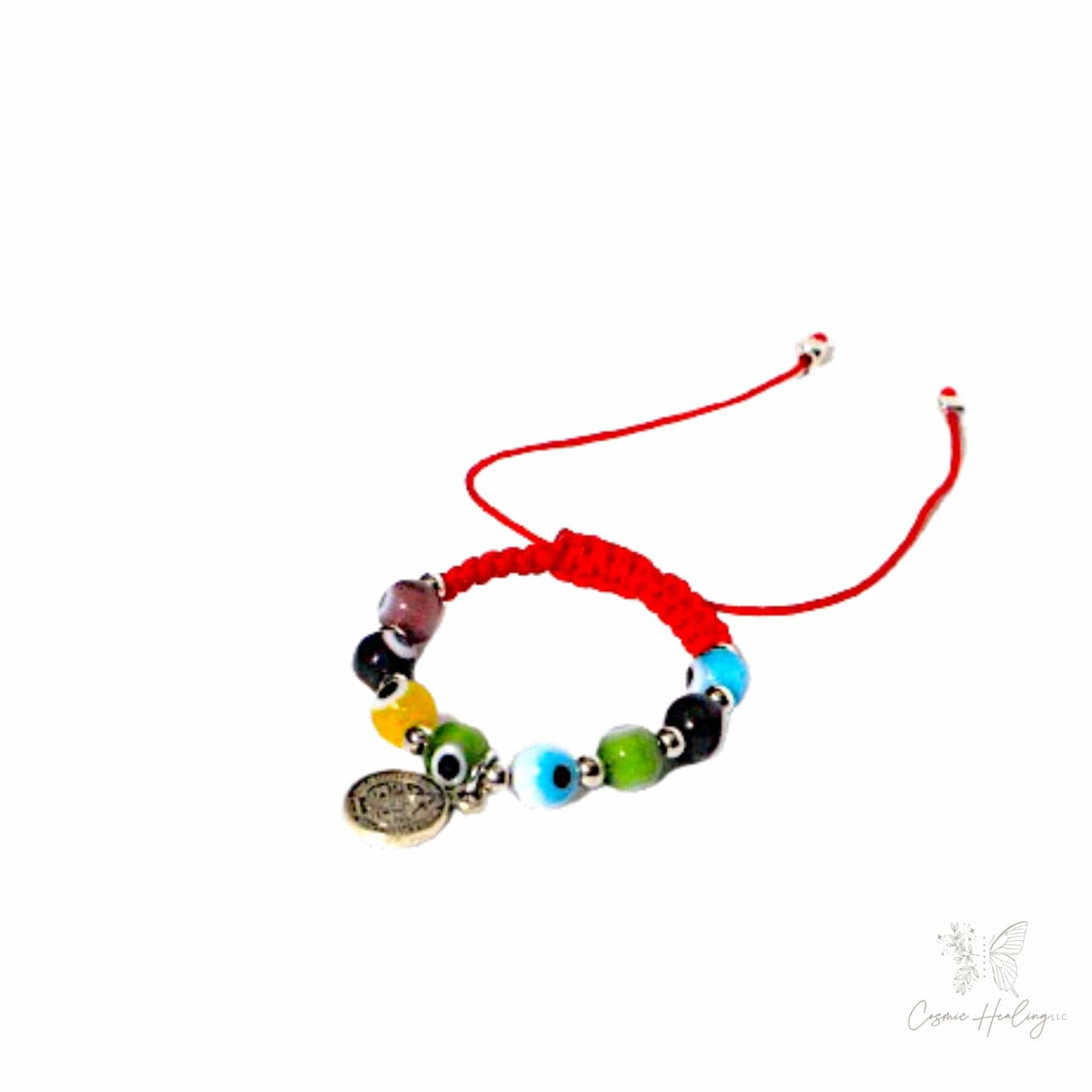 Saint Benedict Multicolor Evil Eye Adjustable Bracelet- Children's - Shop Cosmic Healing