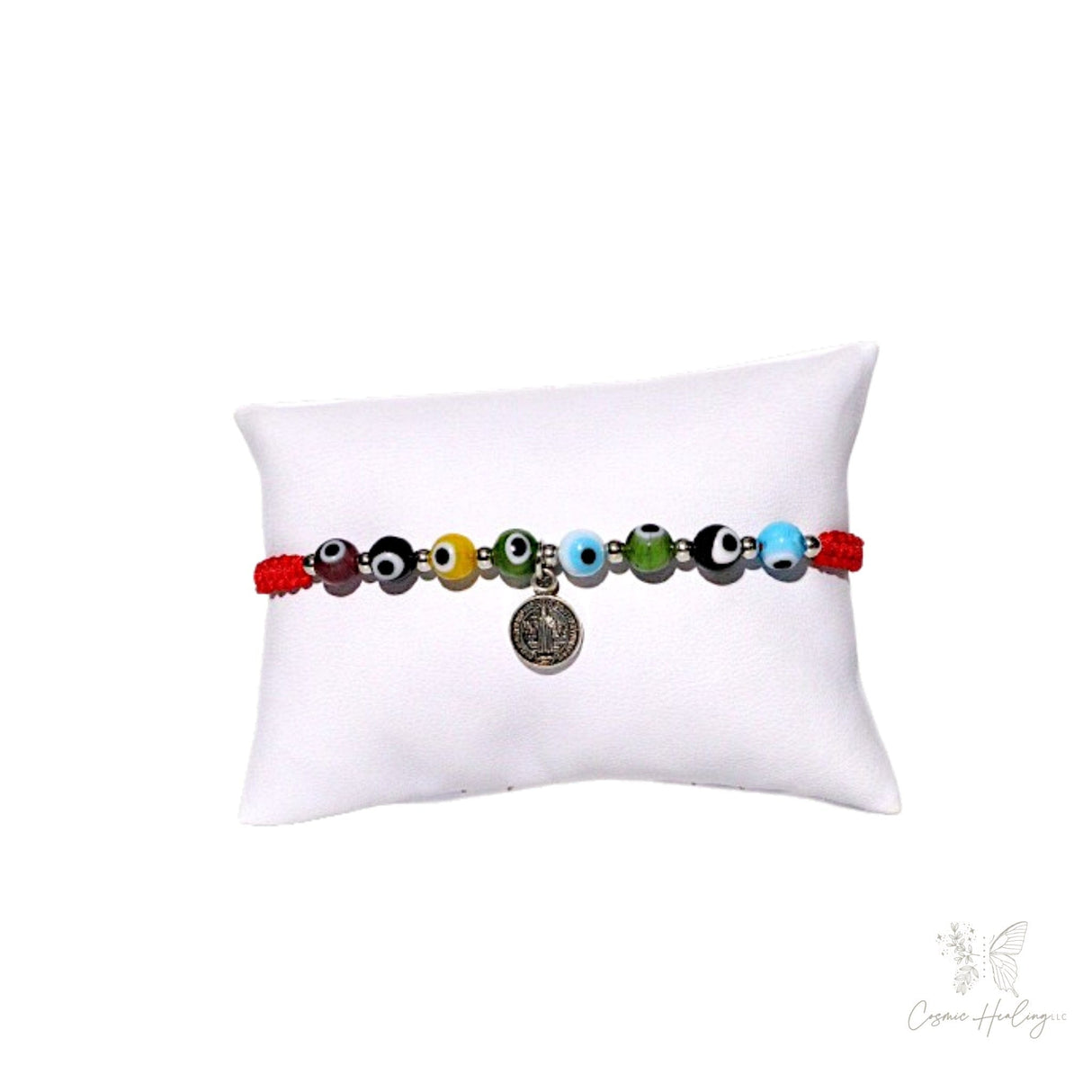 Saint Benedict Multicolor Evil Eye Adjustable Bracelet- Children's - Shop Cosmic Healing