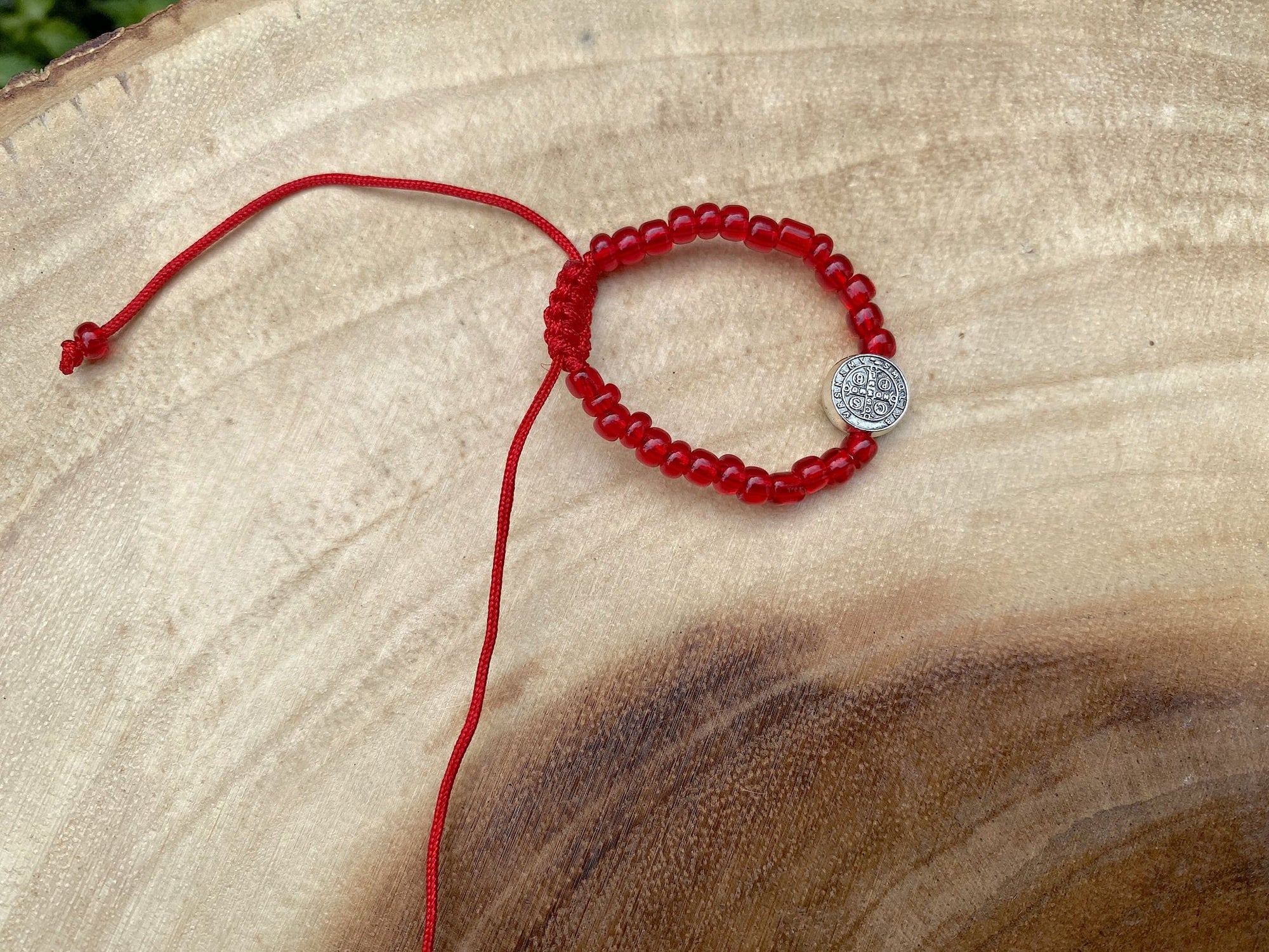Saint Benedict Red Bead Bracelet- Children's - Shop Cosmic Healing