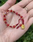 Saint Benedict Red String Woven Bracelet With Evil Eye- Children's - Shop Cosmic Healing