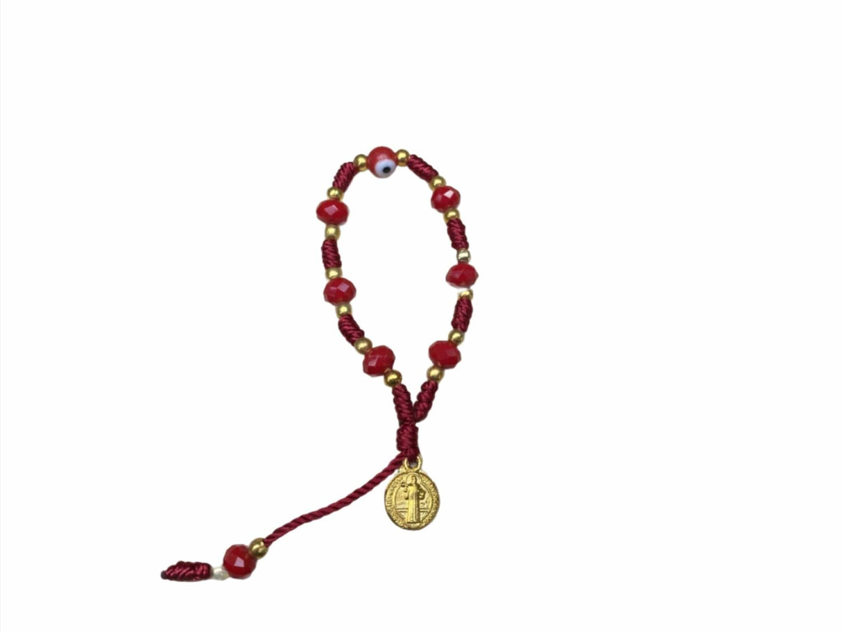 Knotted Saint Benedict Bracelet With Evil Eye Charm