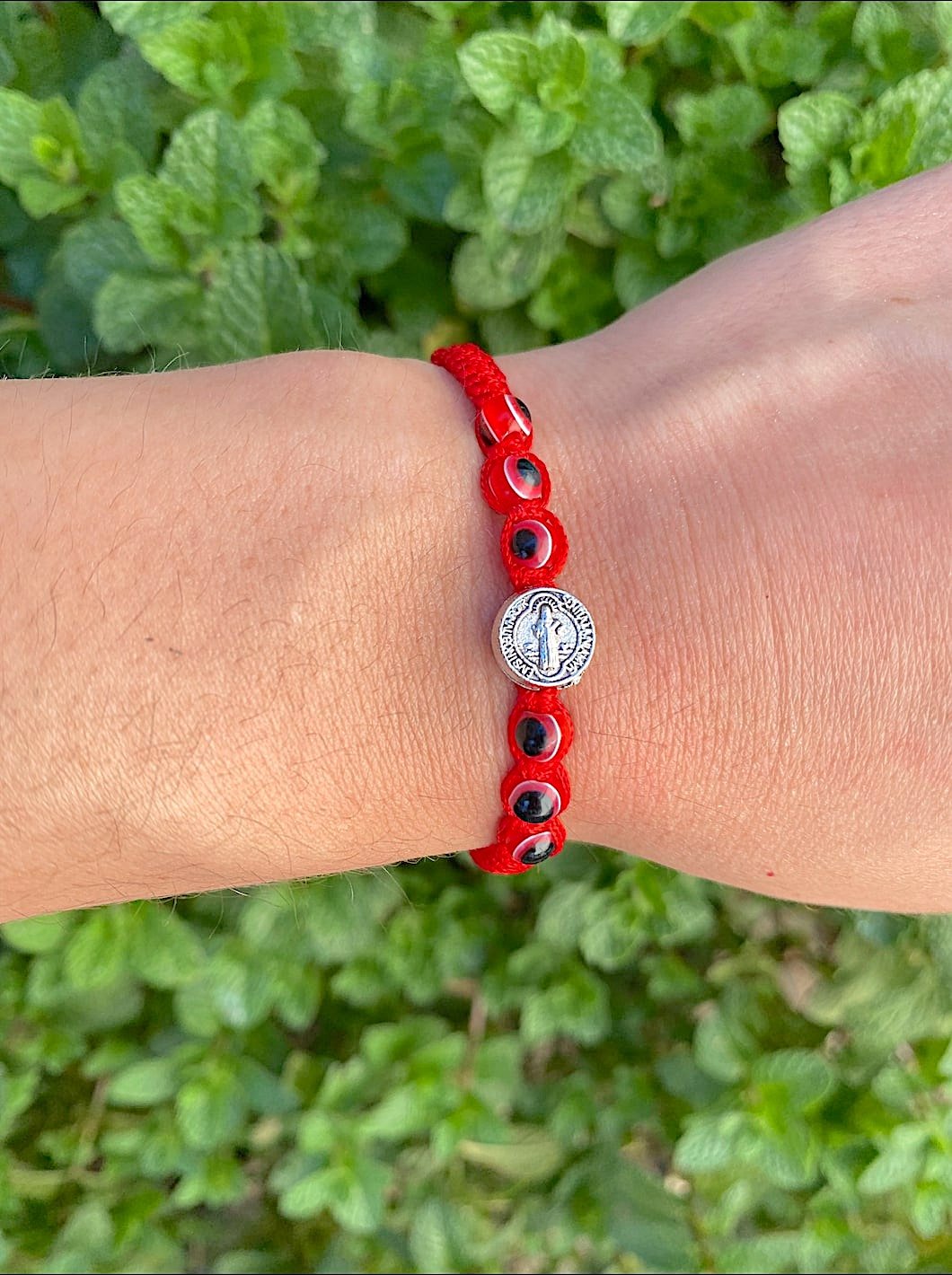 Saint Benedict Red Thread Bracelet with Red Evil Eyes - Shop Cosmic Healing