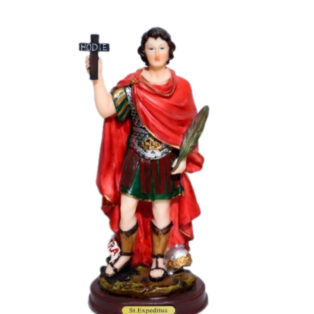 Saint Expedite (San Expedito) Blessed Statue 9" For Shop Keepers, Immediate Assistance, end bad habits, good luck, etc. - Shop Cosmic Healing