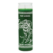 Saint Michael The Archangel Candle Green (Veladora San Miguel Verde) for spiritual guidance, protection against all evil - Shop Cosmic Healing