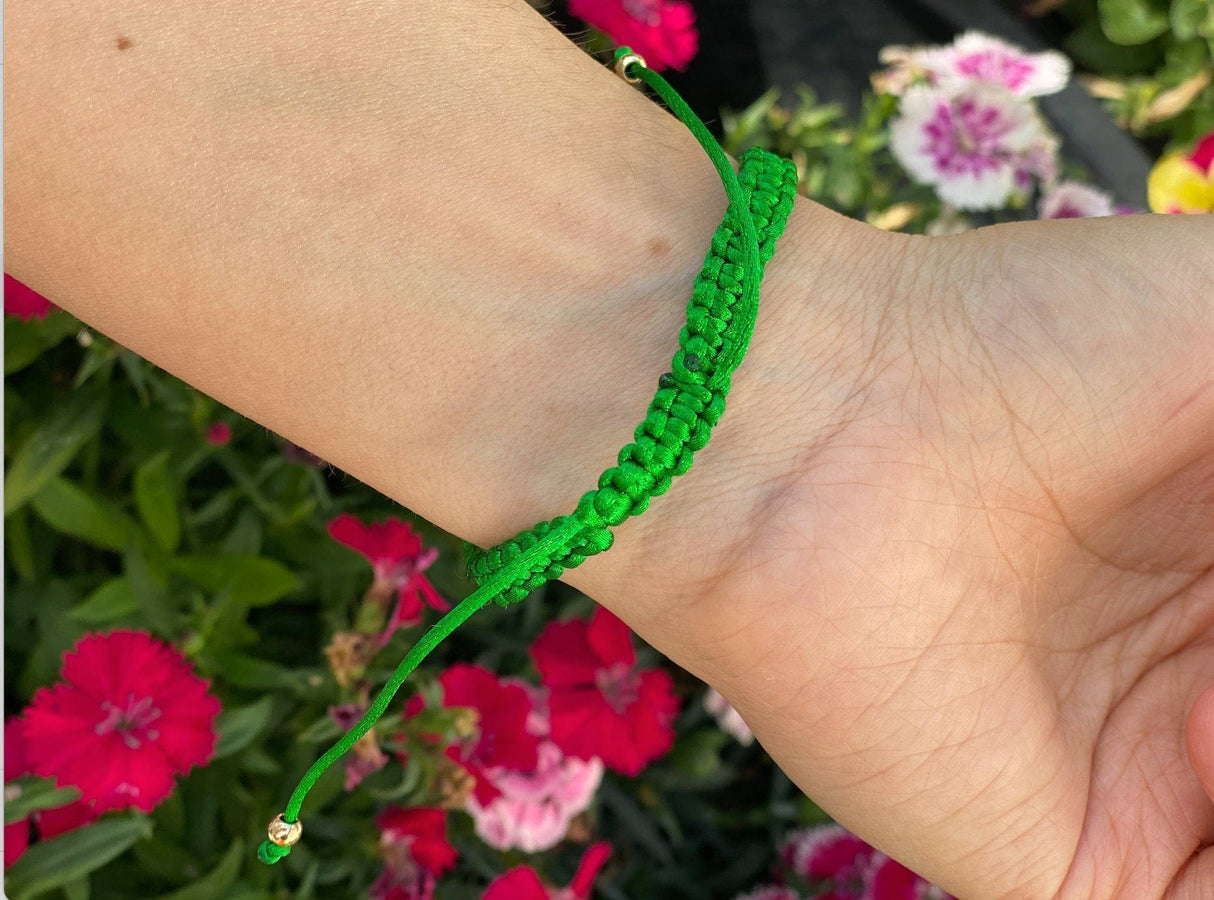 San Judas Green String Bracelet for Money Protection - Shop Cosmic Healing