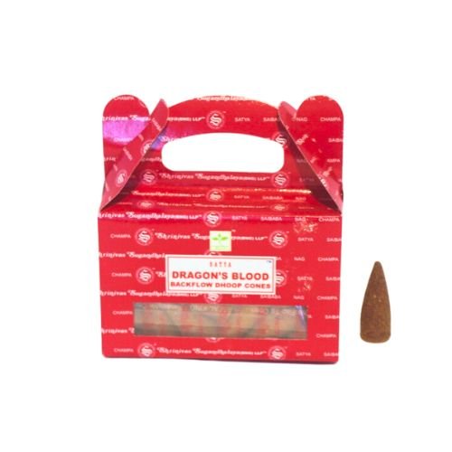 Satya Dragon's Blood Backflow Cones 24pc for stubborn and long lasting problems, protection, strength, power, and money problems - Shop Cosmic Healing