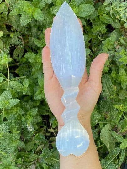 Selenite Dagger with Heart Shaped Handle 10" - Shop Cosmic Healing