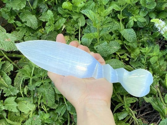 Selenite Dagger with Heart Shaped Handle 10" - Shop Cosmic Healing