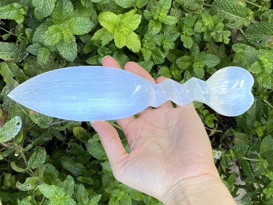 Selenite Dagger with Heart Shaped Handle 10" - Shop Cosmic Healing