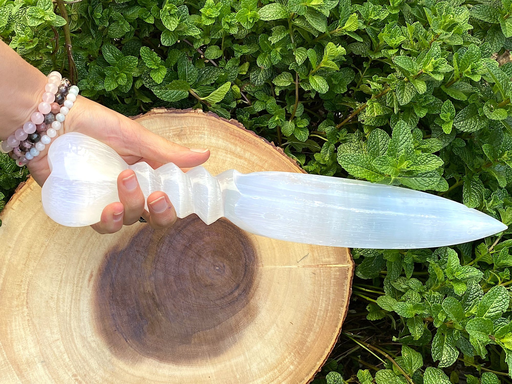 Selenite Dagger with Heart Shaped Handle 14.5" - Shop Cosmic Healing