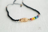 Seven Chakra Guadalupe Dainty Thread Bracelet-Black - Shop Cosmic Healing