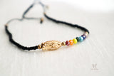 Seven Chakra Guadalupe Dainty Thread Bracelet-Black 