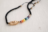 Seven Chakra bracelet & Guadalupe pendant with black dainty