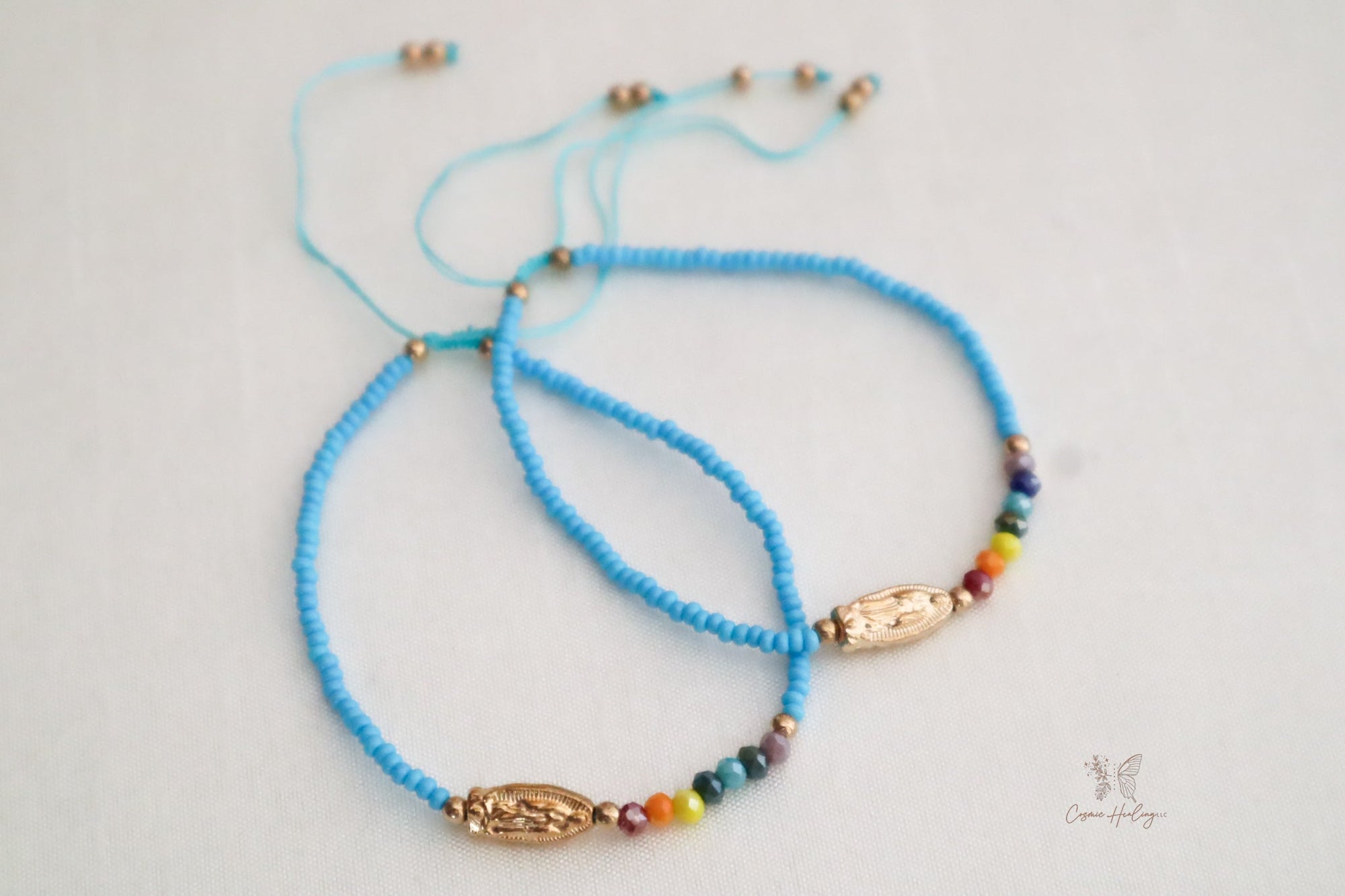 Seven Chakra Guadalupe Dainty Thread Bracelet-Blue - Shop Cosmic Healing