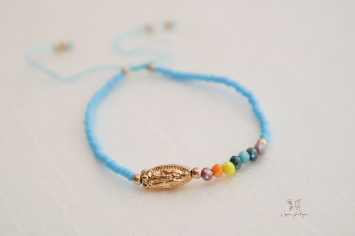 Seven Chakra bracelet with Guadalupe pendant