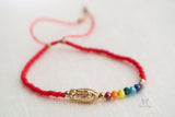 Seven Chakra Guadalupe DaintyThread Bracelet- Red