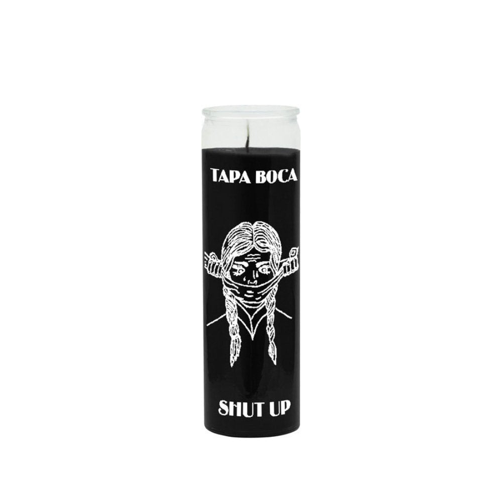 Shut Up (Tapa Boca) Candle- Black to protect against bad people who might harm you - Shop Cosmic Healing