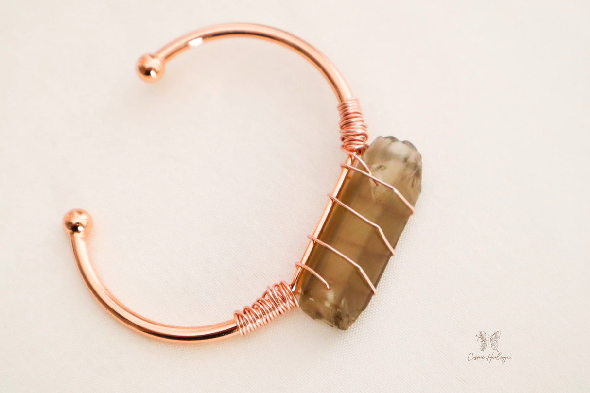 Smoky Quartz Open Cuff Bangle - Shop Cosmic Healing