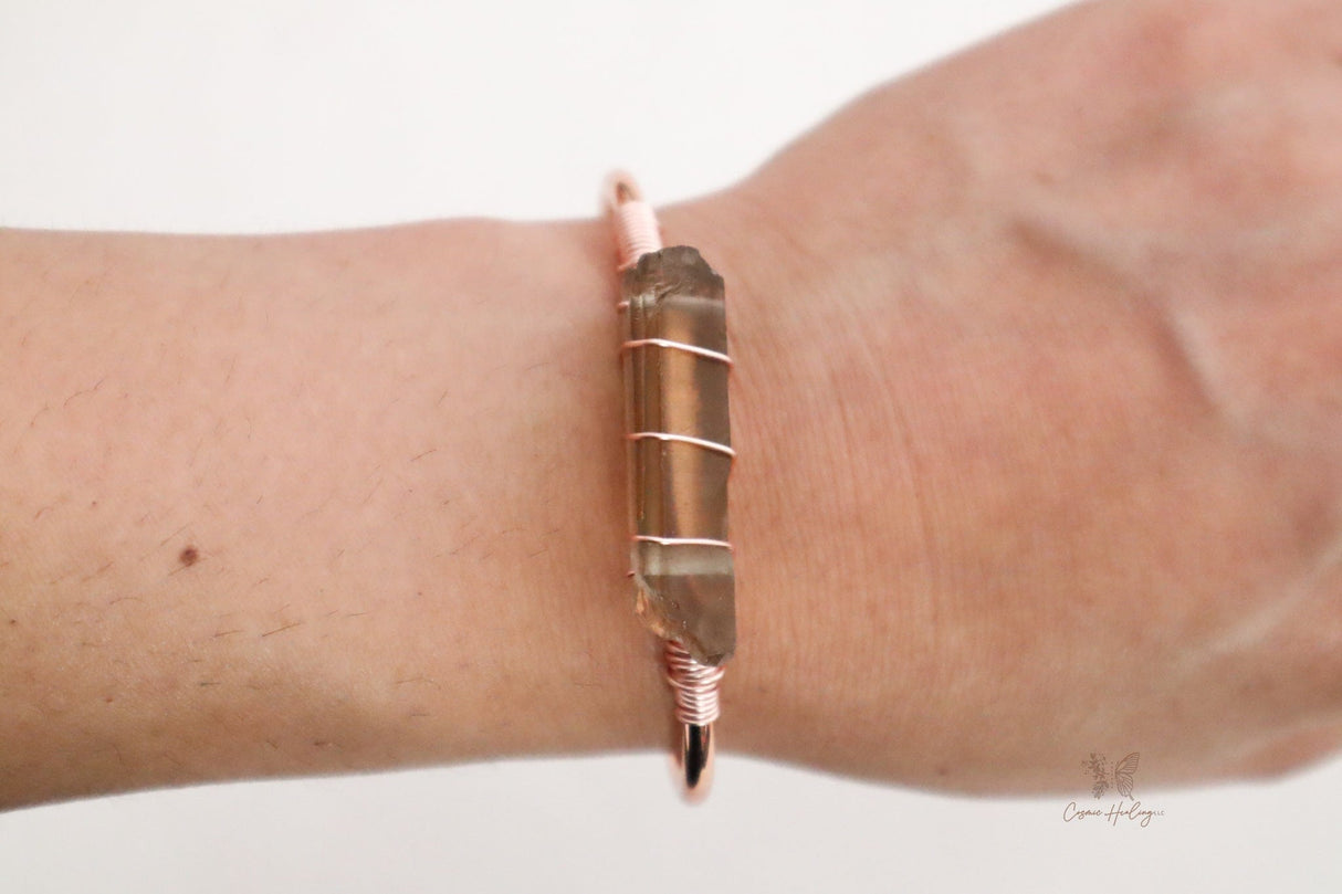 Smoky Quartz Open Cuff Bangle - Shop Cosmic Healing