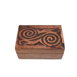 Spiral altar wooden box, 4x6 inches, for tarot cards, crystals, runes, and sage