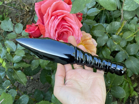 Spiral Handle Obsidian Dagger 9" - Shop Cosmic Healing