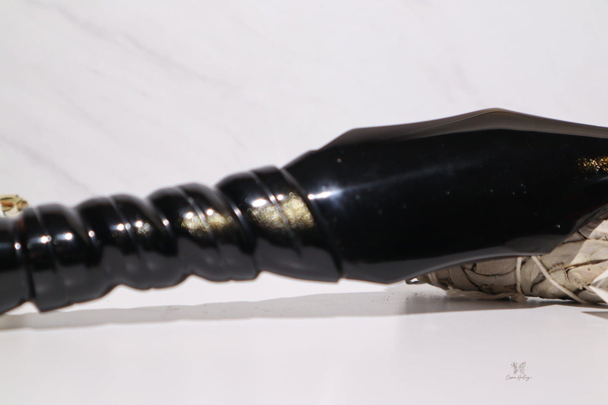 Spiral Handle Obsidian Dagger 9" - Shop Cosmic Healing