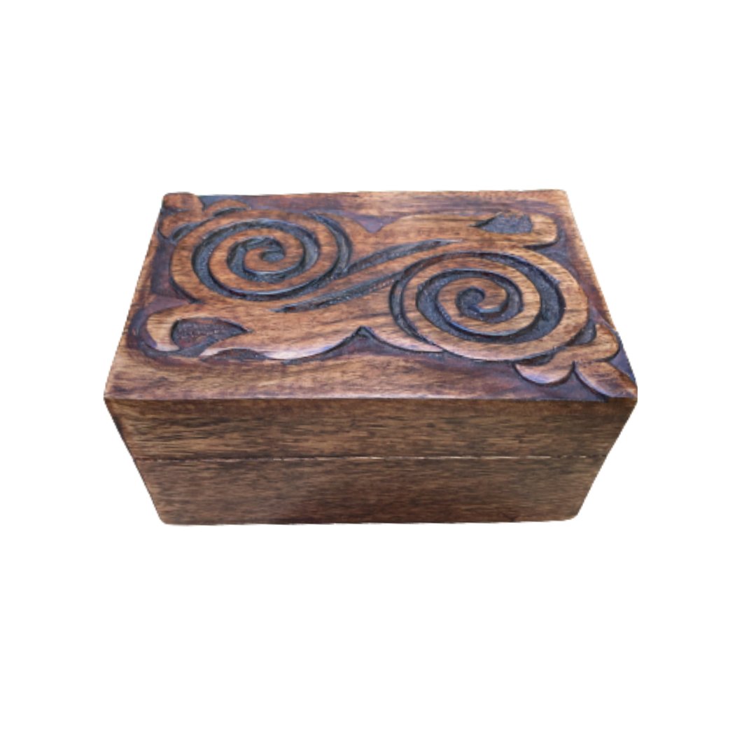 Spiral Wooden Box 4"x6" to store tarot cards, crystals, runes, sage etc - Shop Cosmic Healing