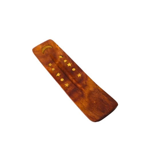 Moon & Stars Wooden Incense Holder, 5 Inch Long