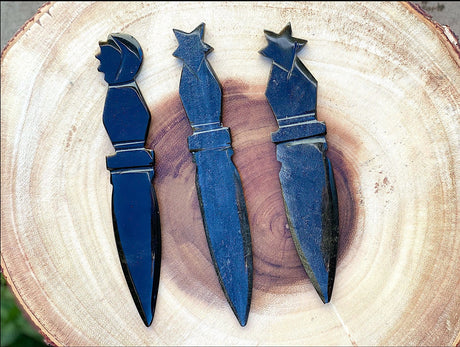 Sun & Moon Handle Obsidian Dagger - Shop Cosmic Healing