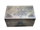 Thor's Hammer Carved Wood Box 5x8" - Shop Cosmic Healing