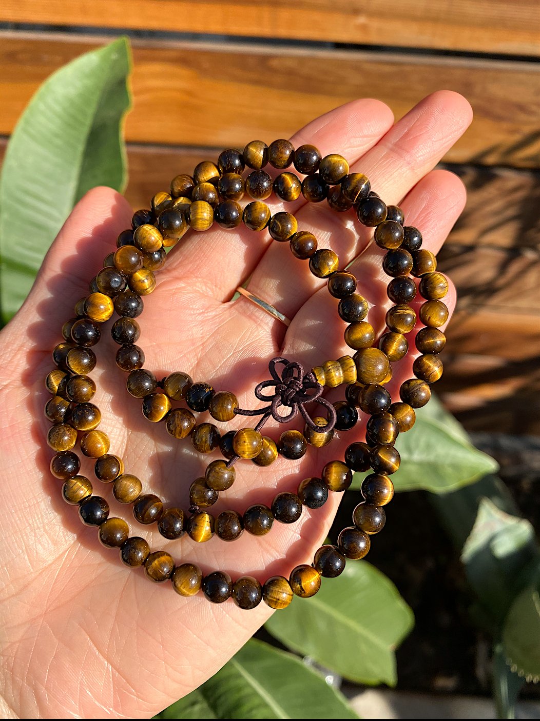 Tiger's Eye Mala Beads w/ Tassel |Prayer Bead Necklace - Shop Cosmic Healing