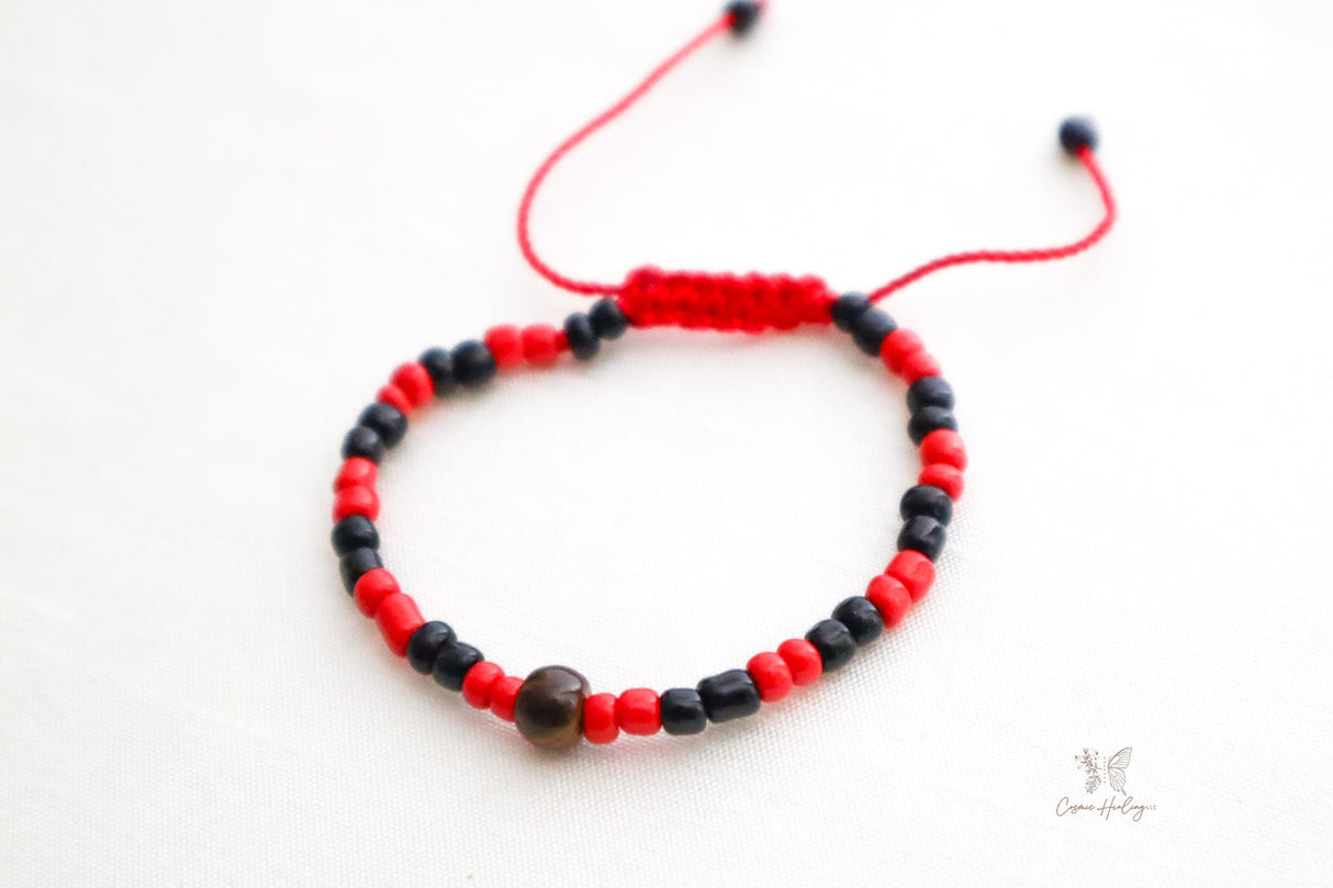 Tiger's Eye Red & Black Bead Bracelet - Shop Cosmic Healing