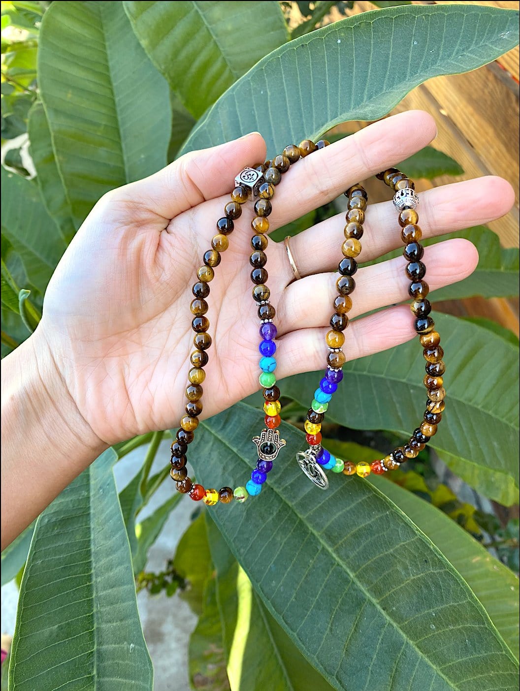 Tiger's Eye & Seven Chakra Stone Mala - Shop Cosmic Healing