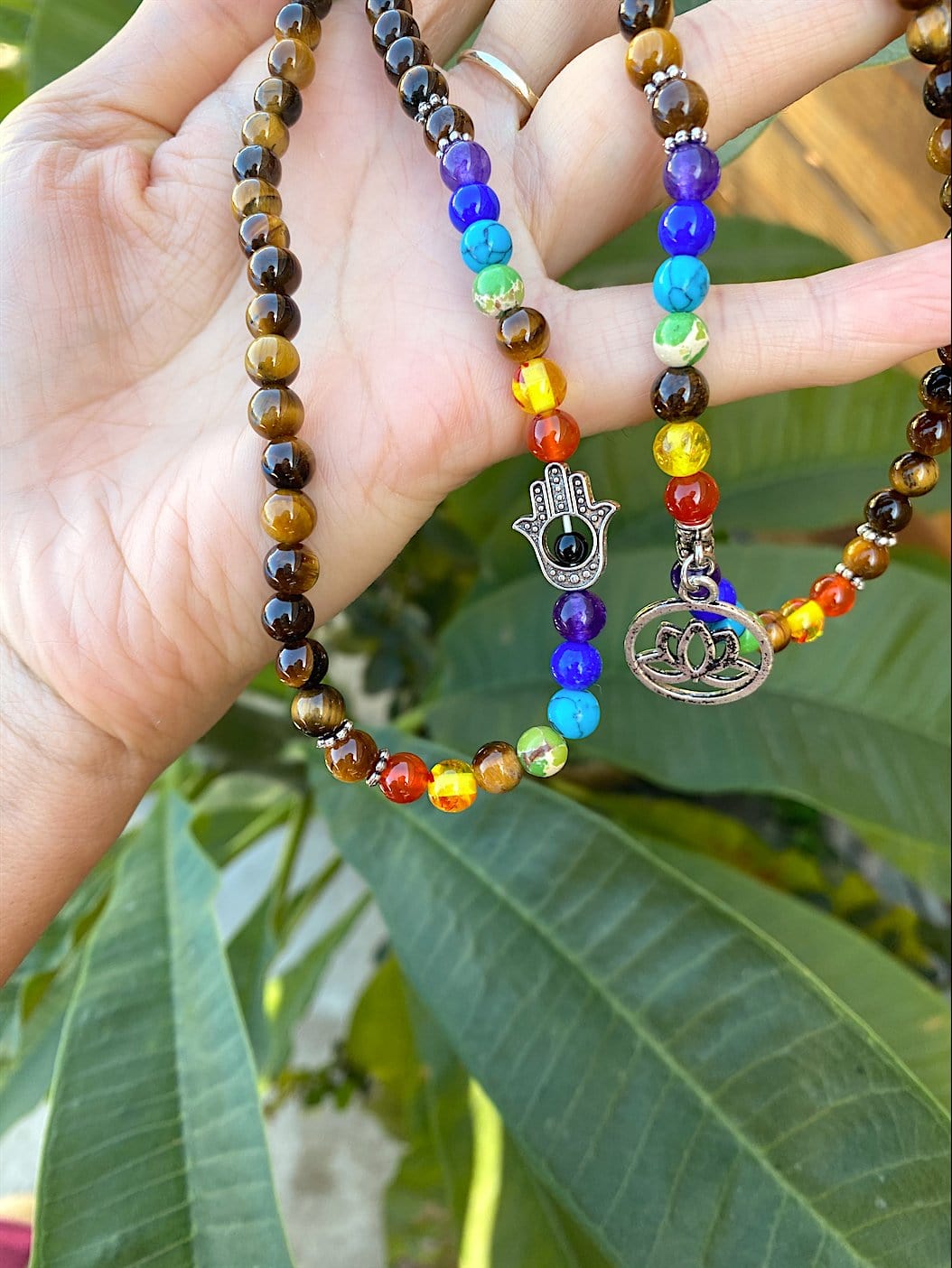 Tiger's Eye & Seven Chakra Stone Mala - Shop Cosmic Healing