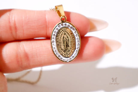 Virgen de Guadalupe Cubic Zirconia Pendant Necklace - Shop Cosmic Healing