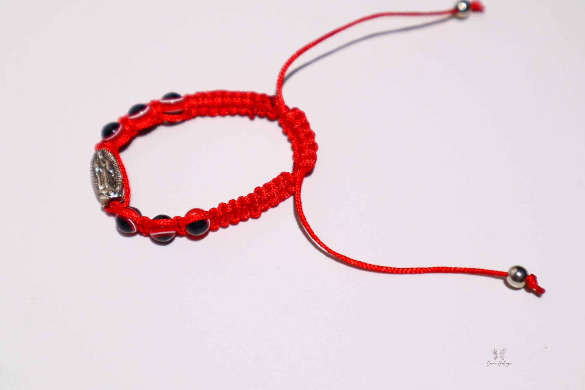 Virgen De Guadalupe Medal with Red Evil Eye Charm Bracelet- Children's - Shop Cosmic Healing
