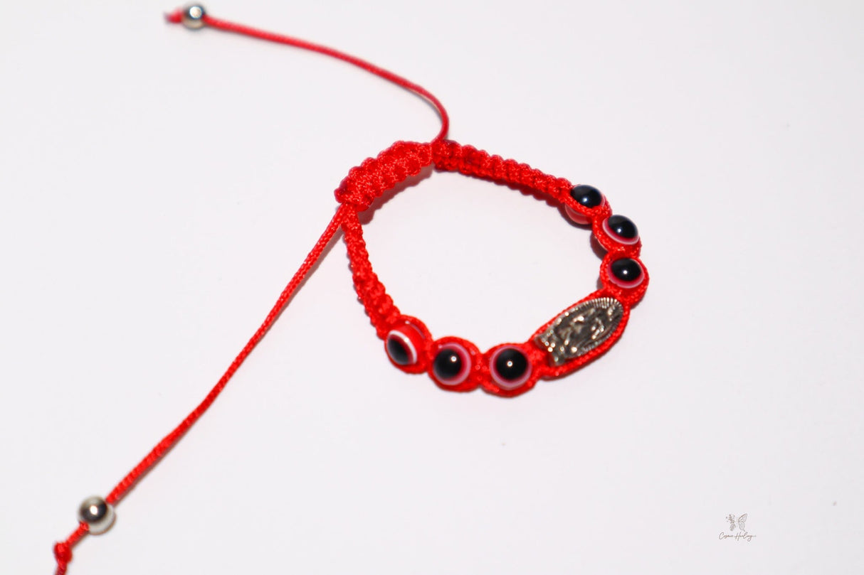 Virgen de Guadalupe and red evil eye charm bracelet for children