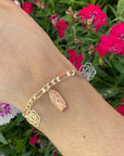 Virgen De Guadalupe Tri Color 14k Gold Rose Charm Bracelet - Shop Cosmic Healing