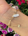 Virgen De Guadalupe Tri Color 14k Gold Rose Charm Bracelet - Shop Cosmic Healing