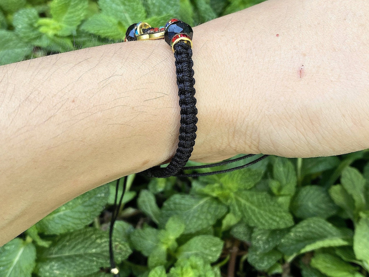 Black Pull Cord Charm Bracelet - Shop Cosmic Healing