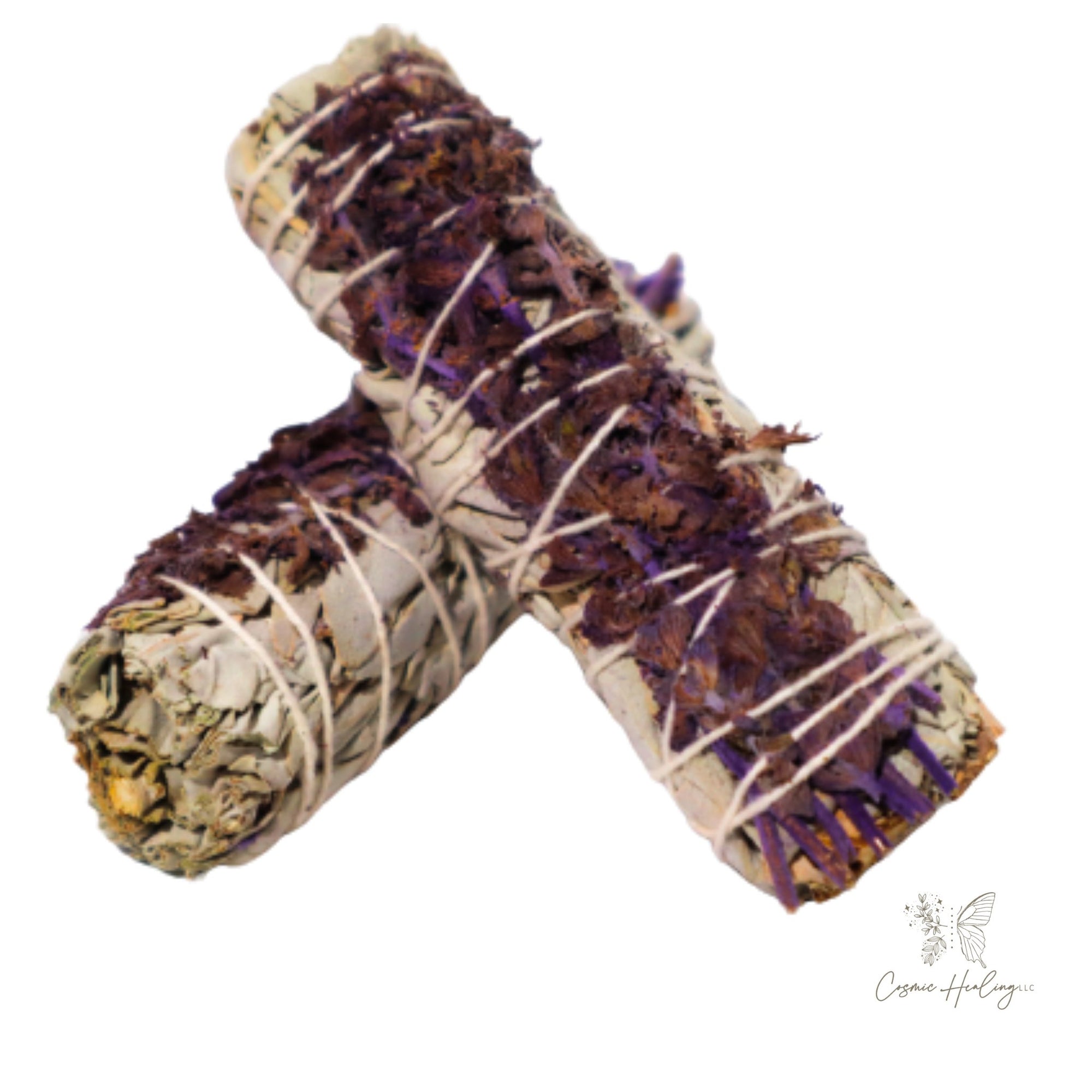 White Sage &amp; Lavender Smudge Stick Bundle 4&quot; for peace and harmony - Shop Cosmic Healing