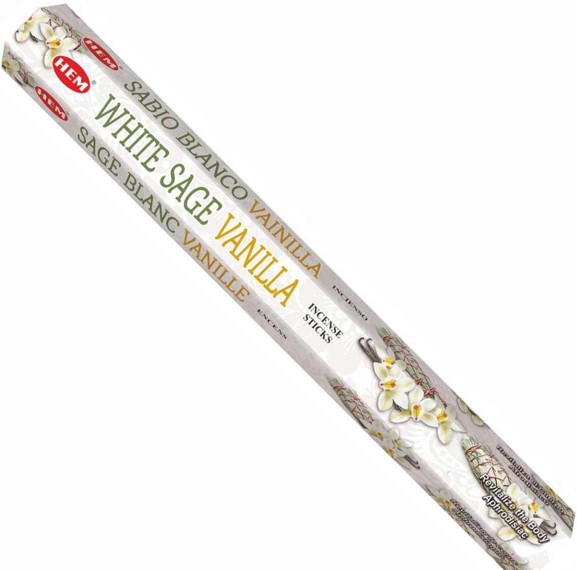 White Sage Vanilla, HEM 20 Sticks (Incienso Sabio Blanco Vainilla) For Purification, Refresh, Restart - Shop Cosmic Healing
