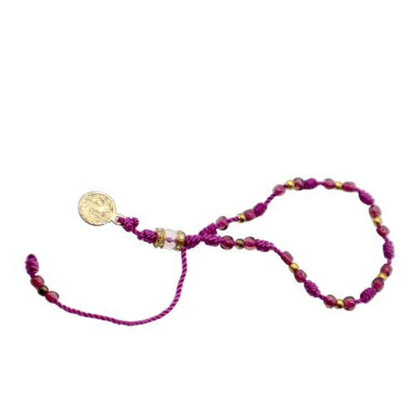 Wine & Gold Saint Benedict Knotted Rope Bracelet - Shop Cosmic Healing