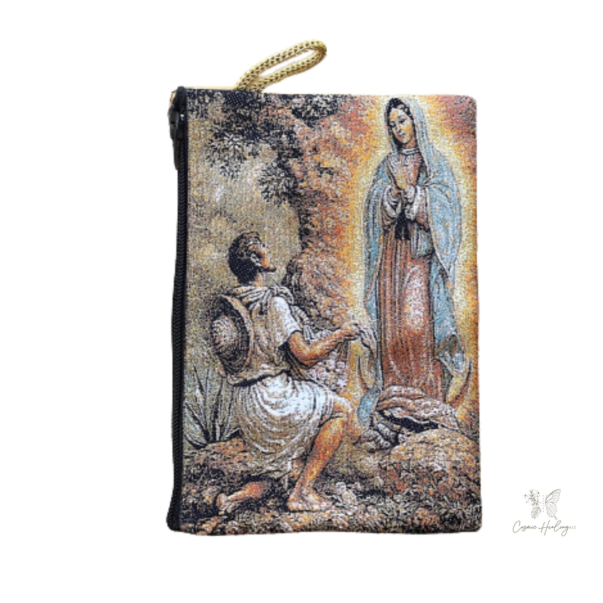 Woven Virgen de Guadalupe & Juan Diego Tapestry Rosary Bag - Shop Cosmic Healing