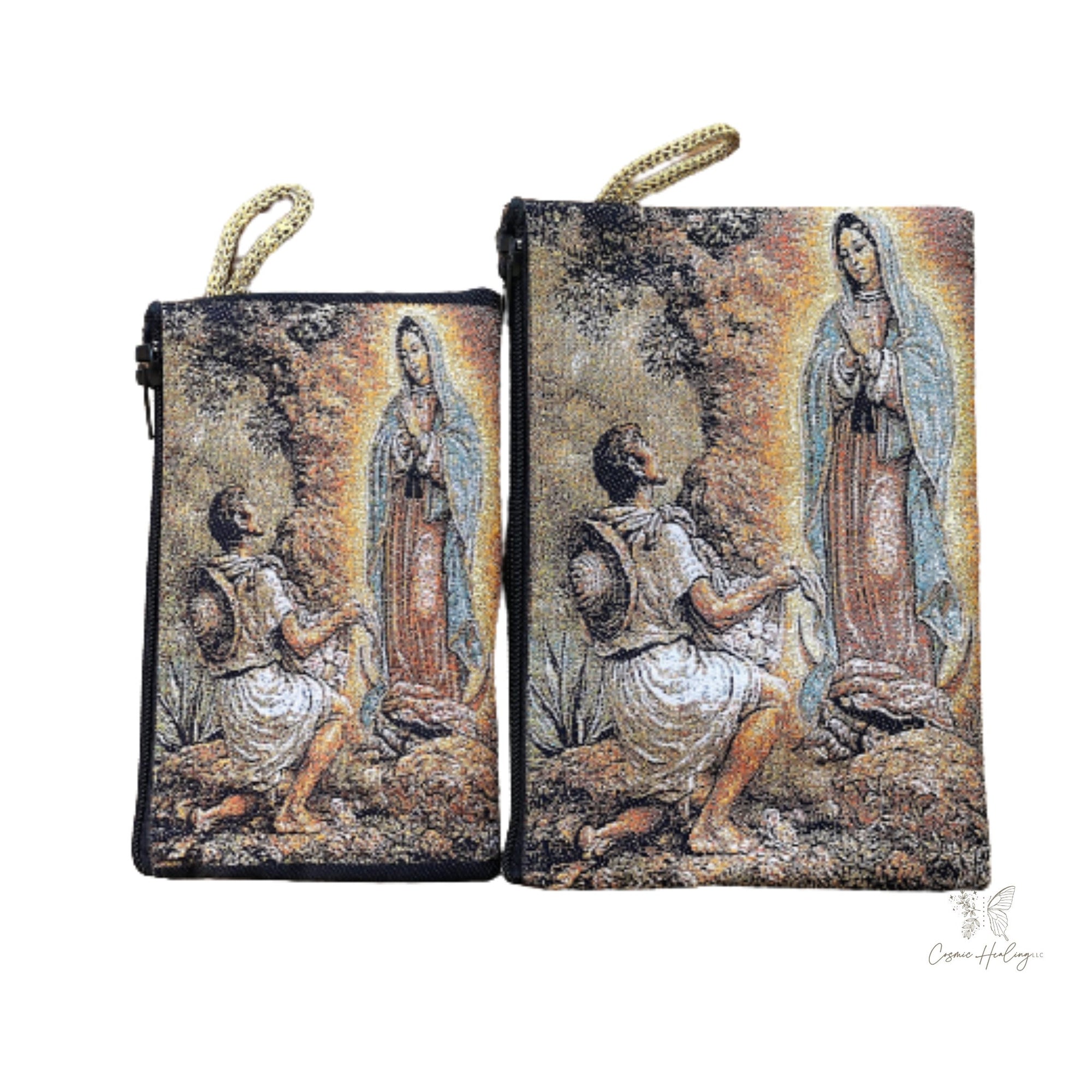 Woven Virgen de Guadalupe & Juan Diego Tapestry Rosary Bag - Shop Cosmic Healing