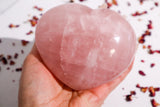 XL Deep Pink Rose Quartz Heart With Rainbow Inclusions- RQH1 - Shop Cosmic Healing